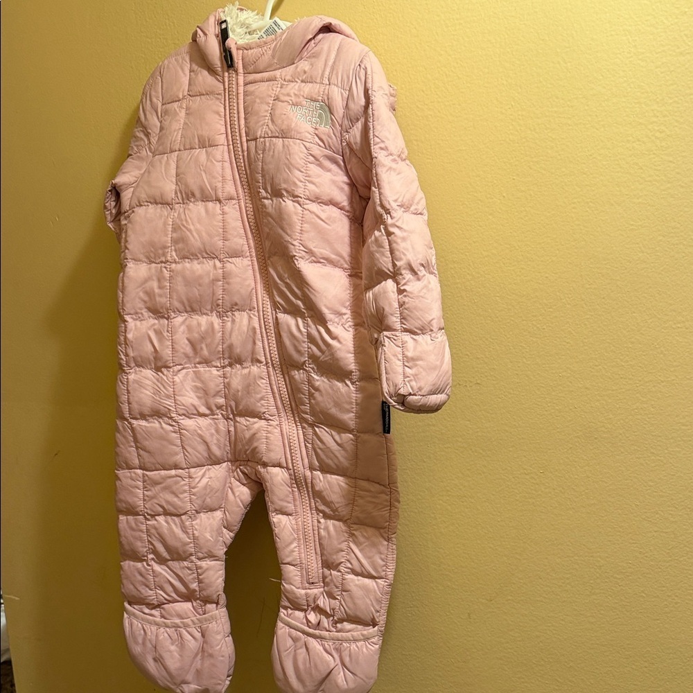 The North Face Light Pink Quilted Kids Footie